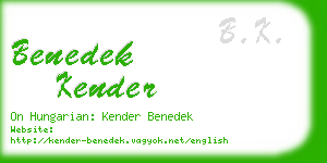 benedek kender business card